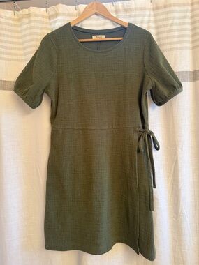 Madewell Olive Green Tie-Waist Mini Dress